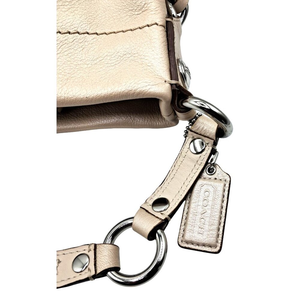 Coach Carly Bag F15251 Metallic Pearl Cream Purse Lavender Interior - Picture 8 of 16